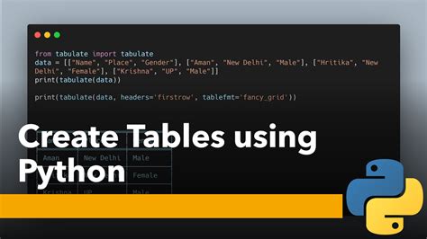 How to create tables in Python?