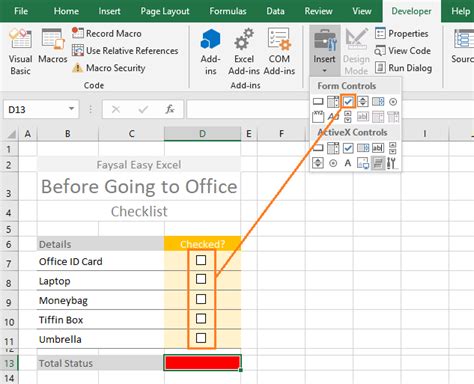 How to do checklist in Excel?