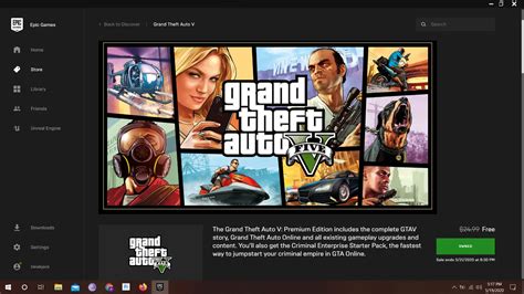 How to download GTA 5 free Epic Games launcher?