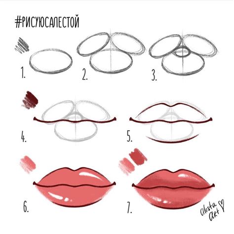 How to draw lips on girls?