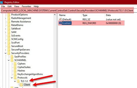 How to enable TLS 1.2 in registry?