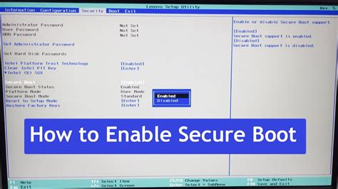How to enable safe boot without BIOS?