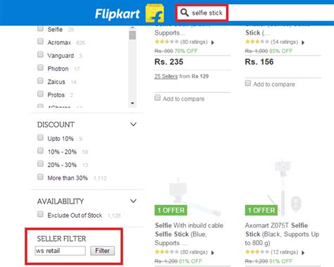 How to filter sellers on Flipkart?