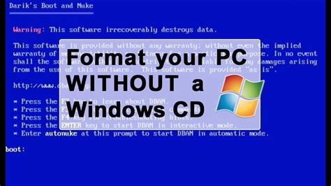 How to format PC without CD?