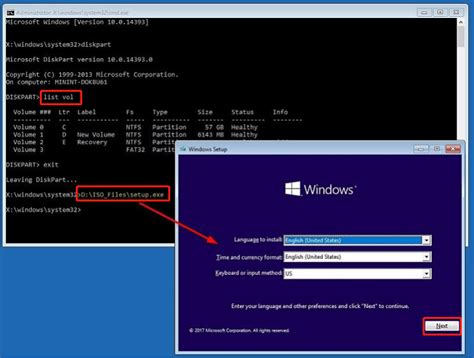 How to install Windows 10 from CD using command prompt?