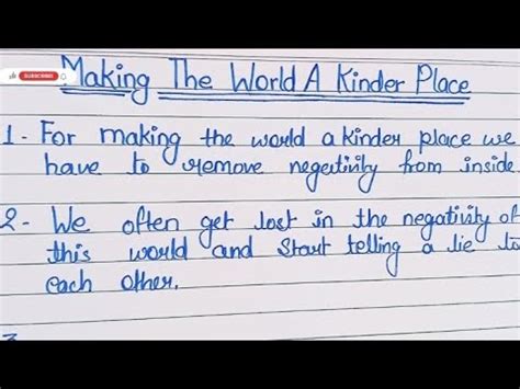 How to make the world a kinder place essay?