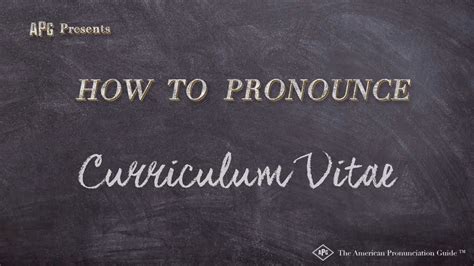 How to pronounce CV?