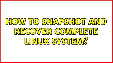 How to restore snapshot Linux?