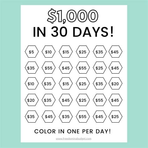 How to save $1,000 in 30 days challenge?