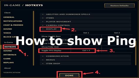 How to show ping and FPS in league?