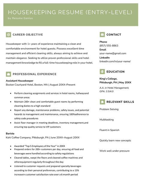 How to write a CV for housekeeping job with no experience?