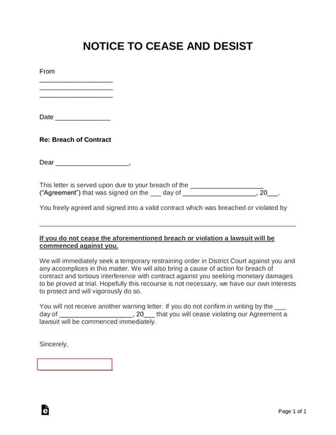 How to write a cease and desist letter for breach of contract?