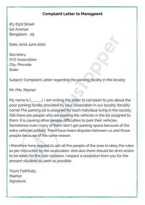 How to write an complaint letter?