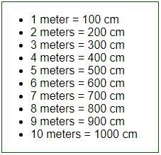 Is 1 m 100 cm?