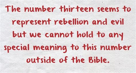 Is 13 a bad number in the Bible?