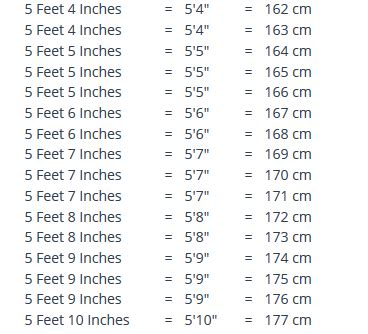 Is 169 cm 5 ft 7?