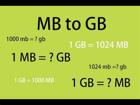 Is 1GB equal to 1024 MB?