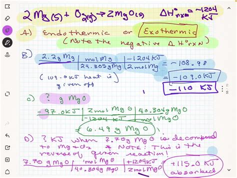 Is 2Mg O2 → 2MgO endothermic or exothermic?