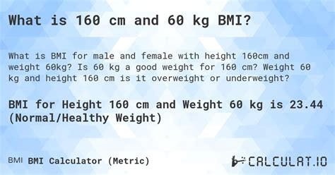 Is 60 kg overweight for 160 cm?