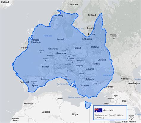 Is Australia smaller than Europe?