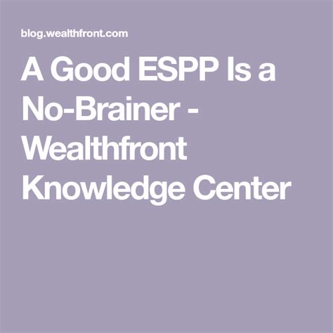 Is ESPP a no brainer?