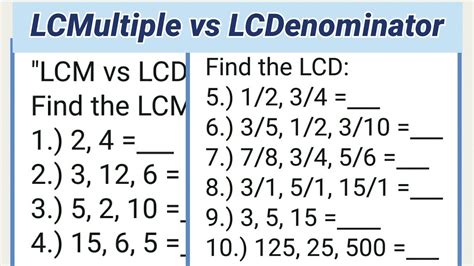 Is LCM and LCD the same?