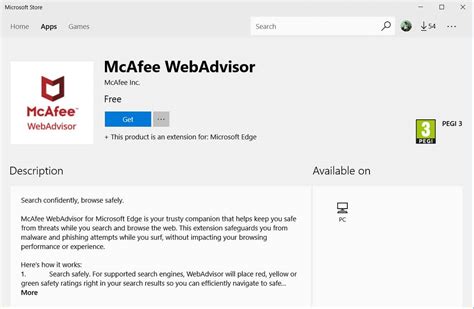 Is McAfee WebAdvisor an extension?