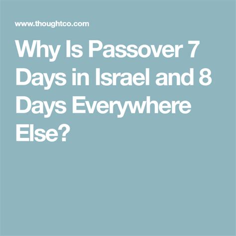 Is Passover 7 or 8 days in Israel?