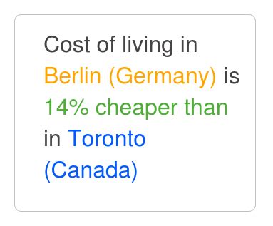 Is Toronto more expensive than Berlin?