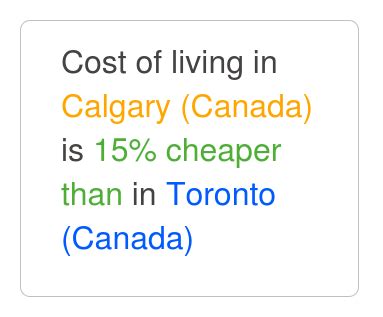 Is Toronto or Calgary cheaper?