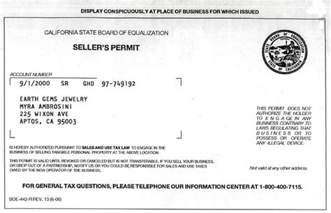 Is a sellers permit the same as a tax ID California?