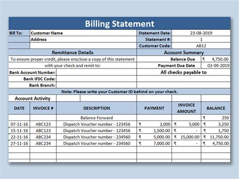 Is a statement of account a bill?