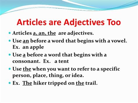 Is an article an adjective?