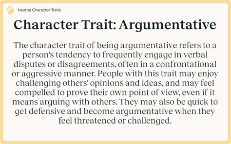 Is being argumentative a trait?