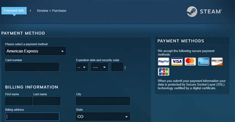 Is billing information required Steam?