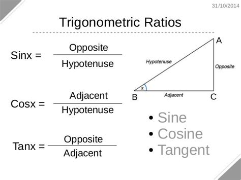 Is cosine equal to opposite over hypotenuse?