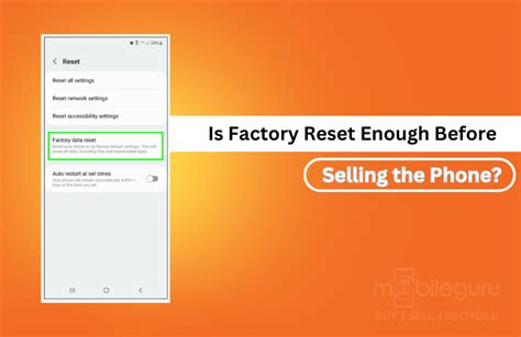 Is factory reset enough before selling PC?