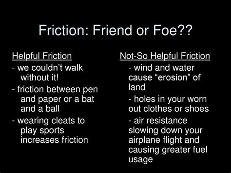 Is friction a friend or foe?