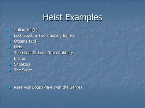 Is heist a genre?