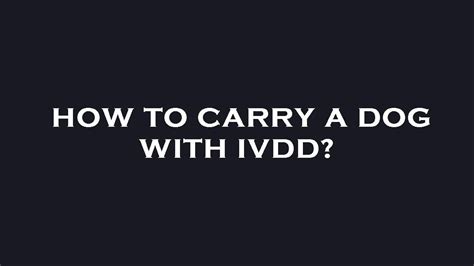 Is it OK to carry a dog with IVDD?