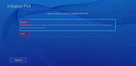 Is it better to initialize PS4 full or quick?