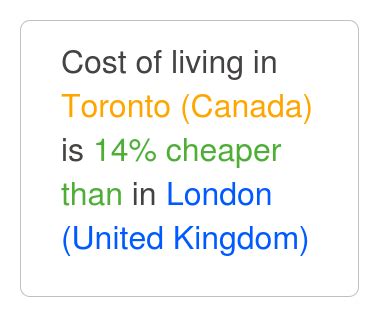 Is it cheaper to live in Canada or London?