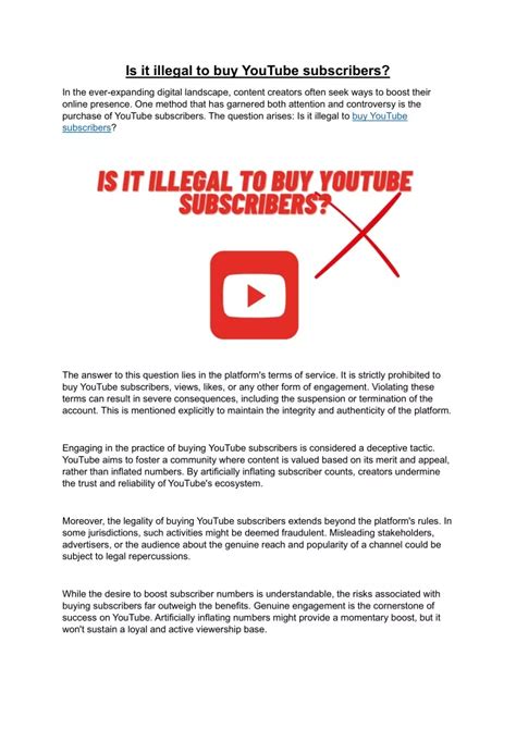 Is it illegal to buy subscribers?