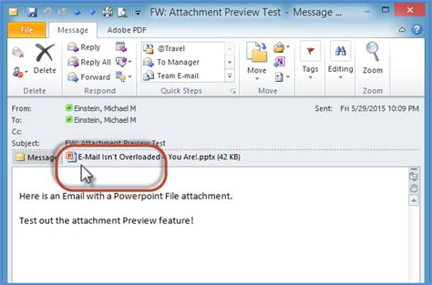 Is it safe to preview a PDF attachment in Outlook?