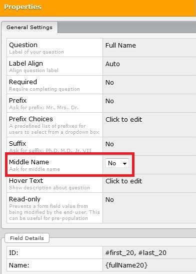 Is middle name optional?