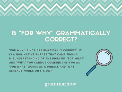 Is saying for why grammatically correct?