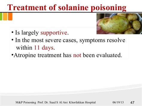 Is solanine poisoning treatable?