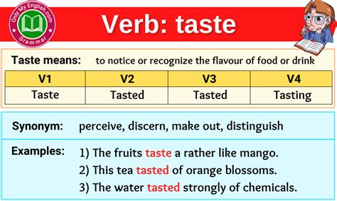 Is taste a verb?