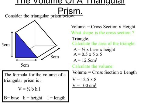 Is the volume of a prism calculated?