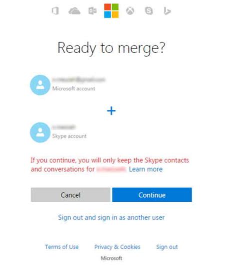 Is there a way to merge two Microsoft accounts?